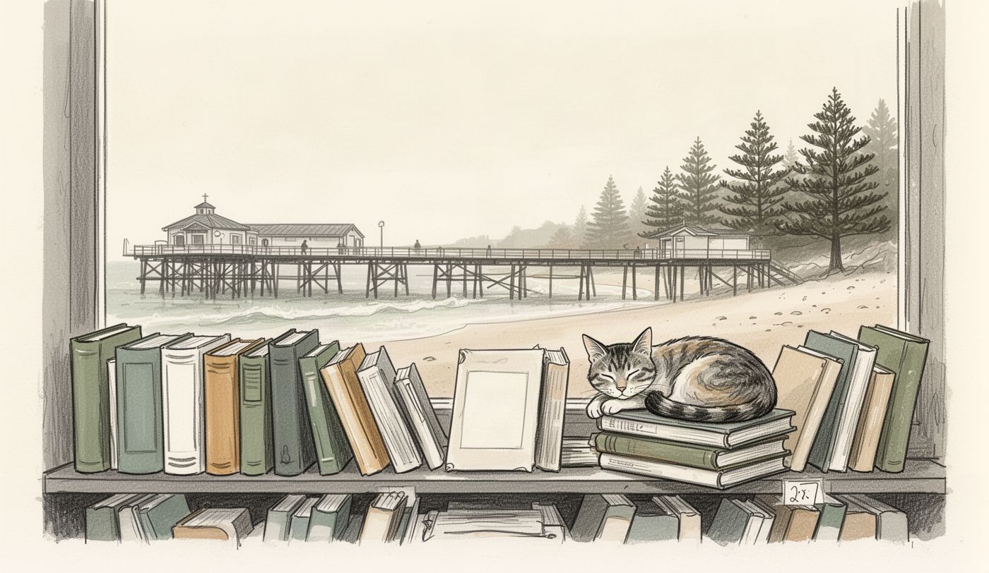 Illustration of a charity shop window in Bournemouth
