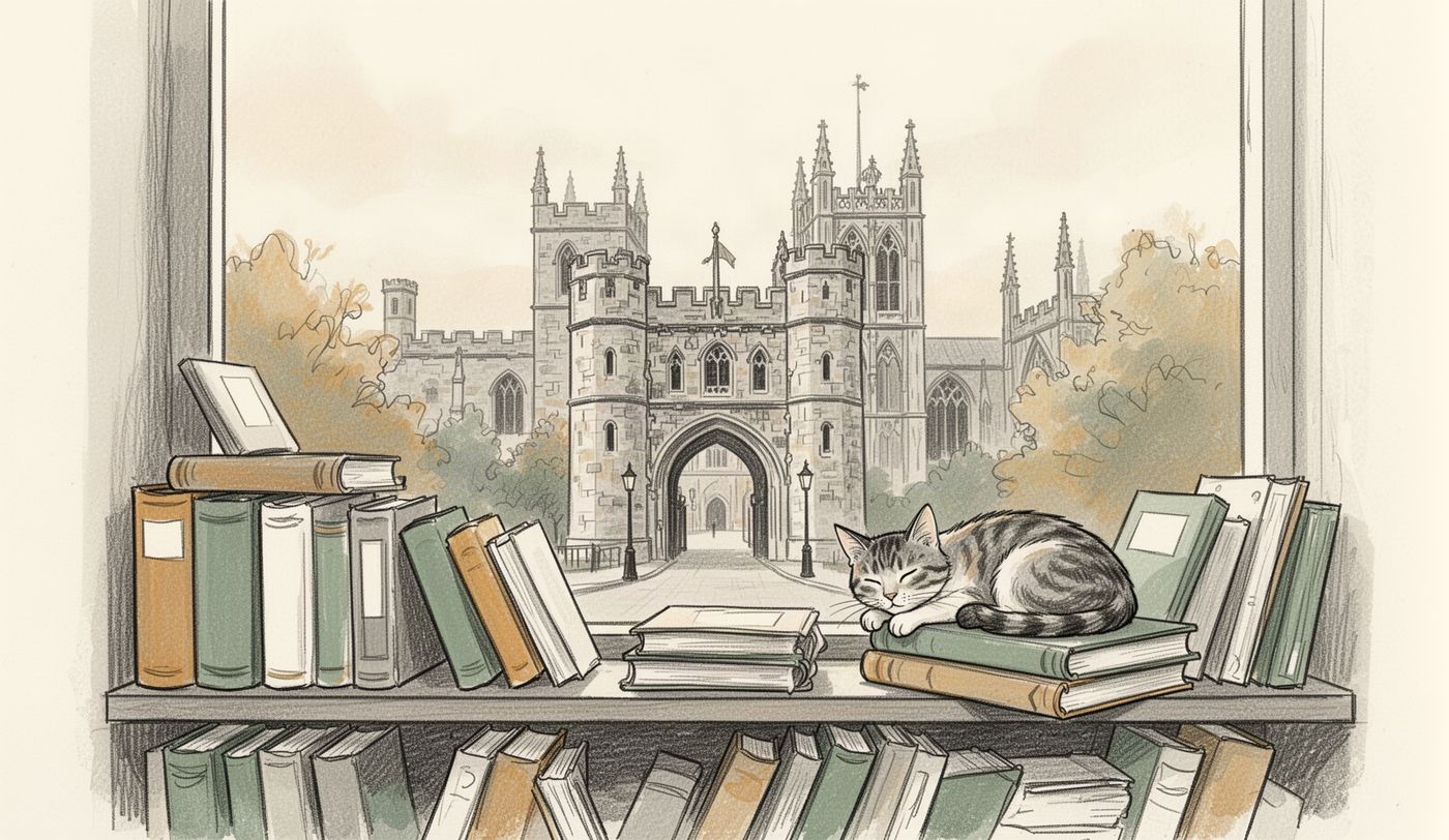 Illustration of a charity shop window in Canterbury