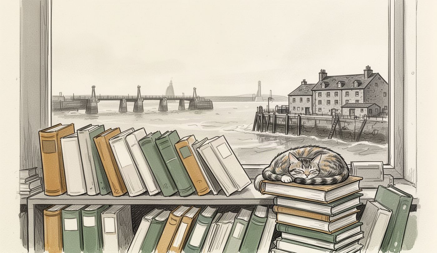Illustration of a charity shop window in Hull