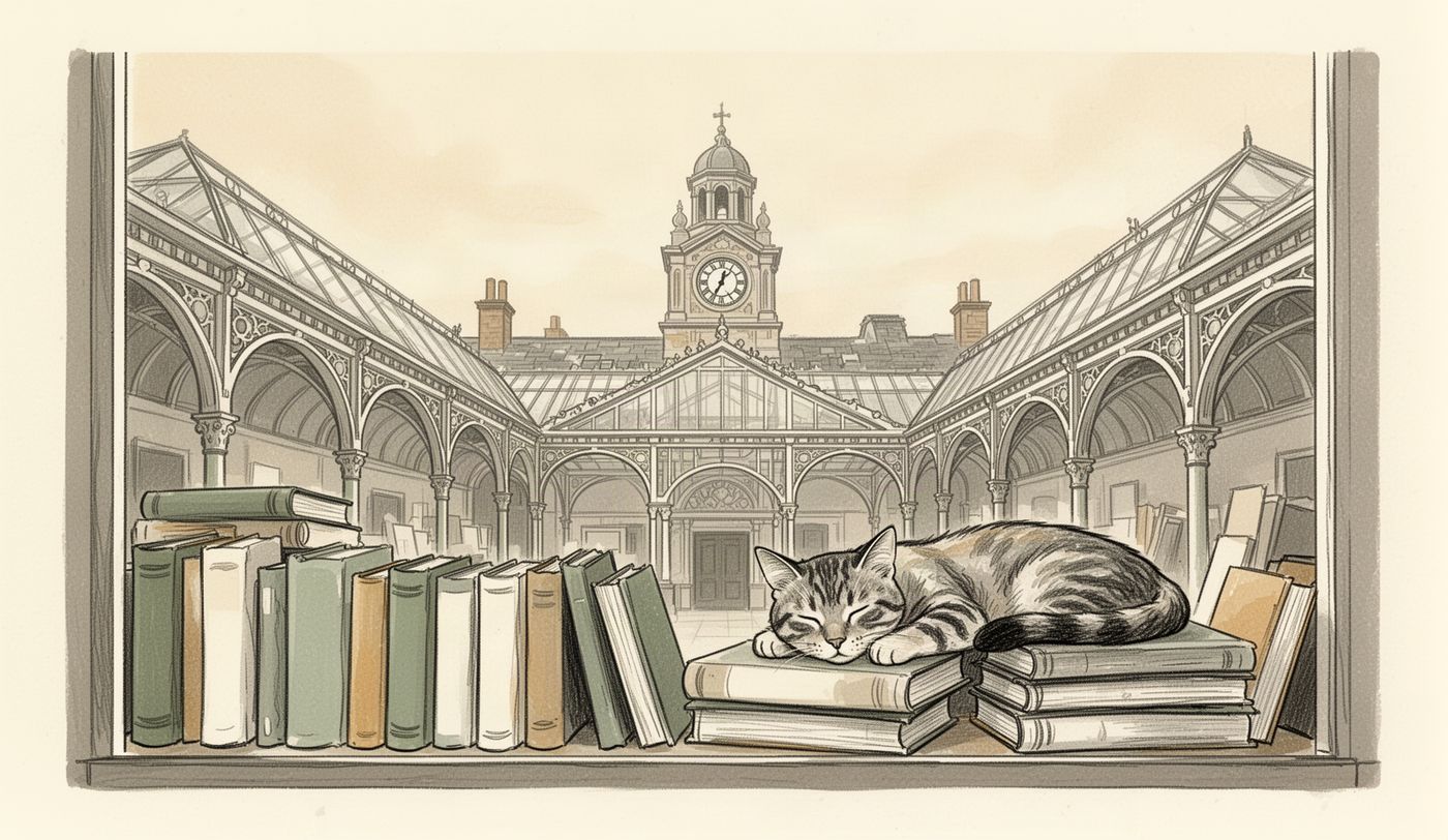 Illustration of a charity shop window in Leeds