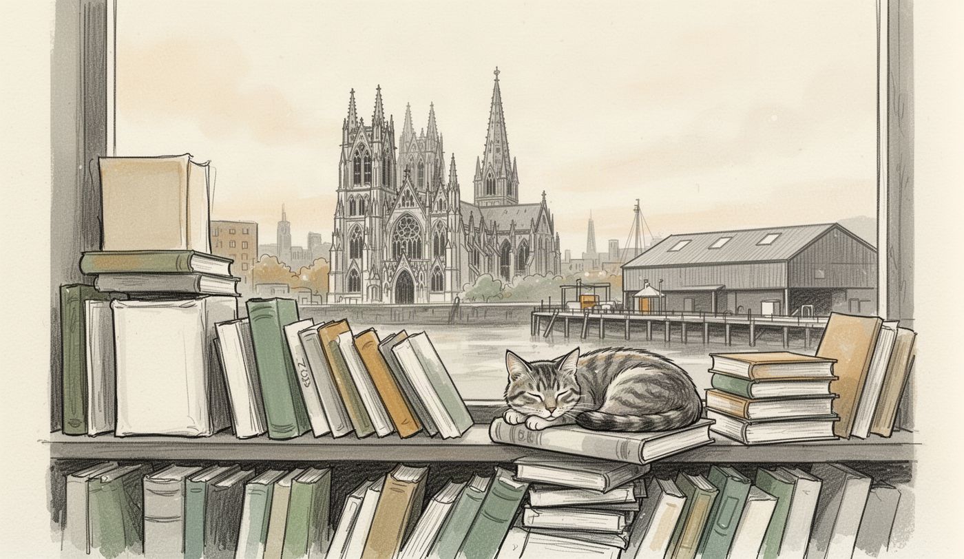 Illustration of a charity shop window in Liverpool