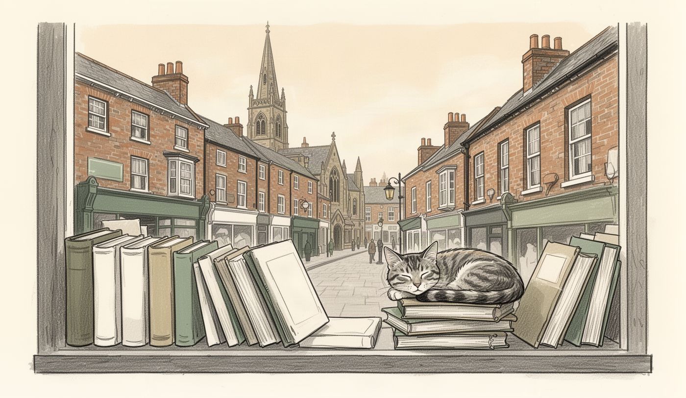 Illustration of a charity shop window in Southampton