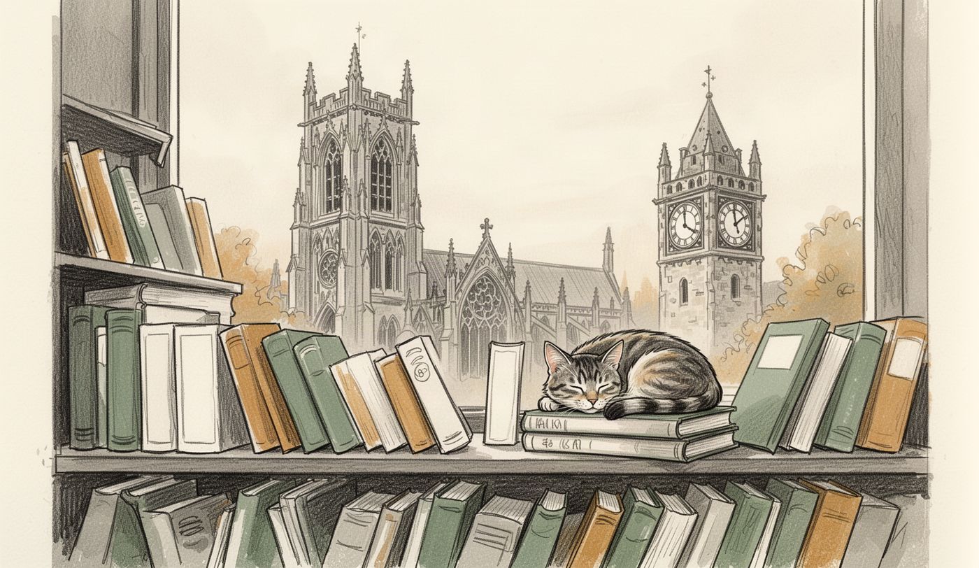 Illustration of a charity shop window in St Albans
